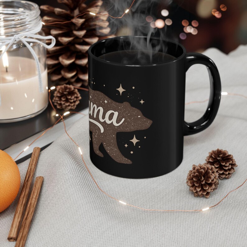 Mama Bear Bear Silhouette Mug | Black Ceramic Coffee Cup image 6