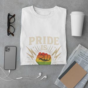 Pride Is Power Rainbow Fist T-Shirt: LGBTQ+ Equality Activist Apparel image 4