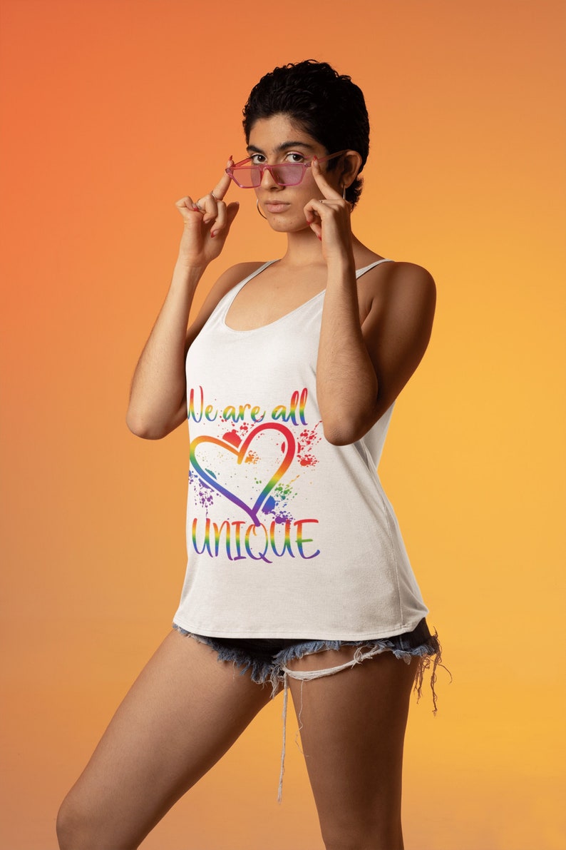 LGBTQ+ Pride Tank Top: "We are all UNIQUE" Graphic Tee image 3