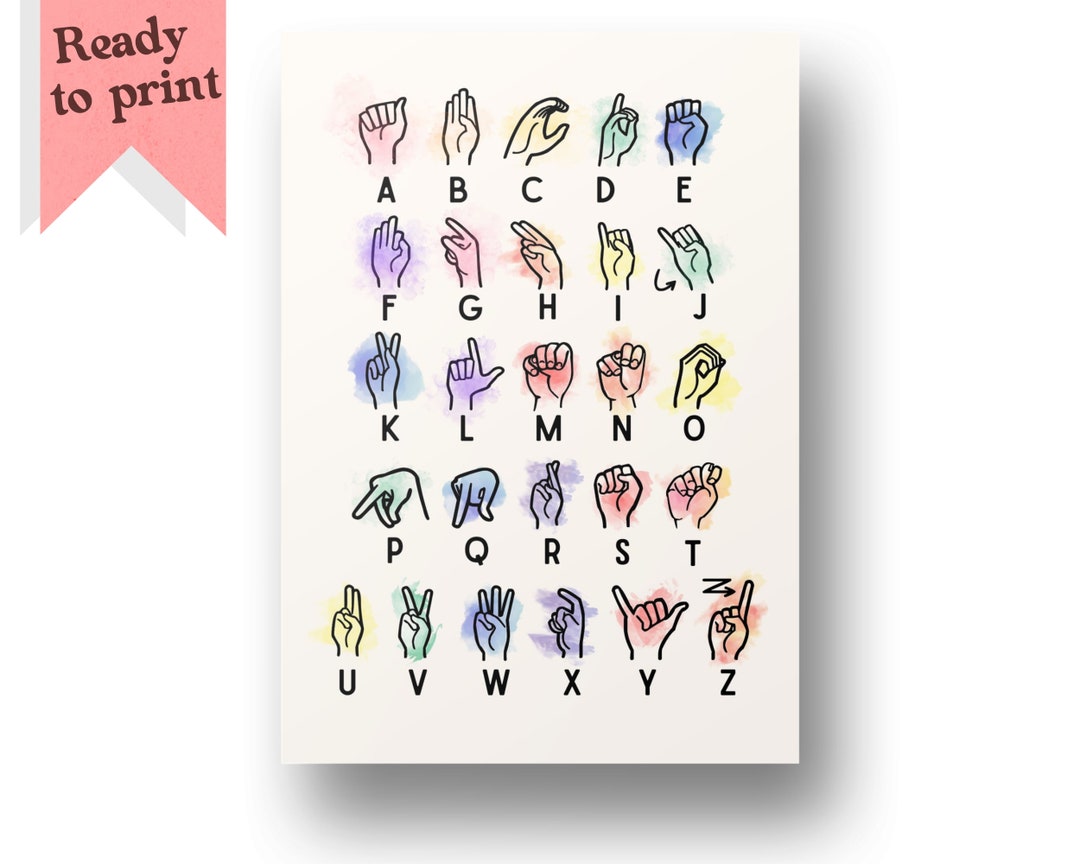Rainbow ASL Sign Language Poster Inclusive Disability Rights Etsy