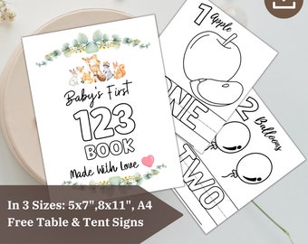Woodland Baby Shower Game: 123 Coloring Book Activity (Digital)