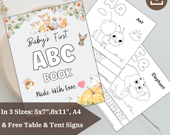 Woodland Baby Shower ABC Coloring Book: Animal Flashcards (PDF)