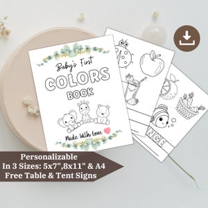 Baby's First Colors Book, Kid's Coloring Pages, DIY Baby Shower Activity, DIY Coloring Sheets, Birthday Activity & Parties, Instant Download