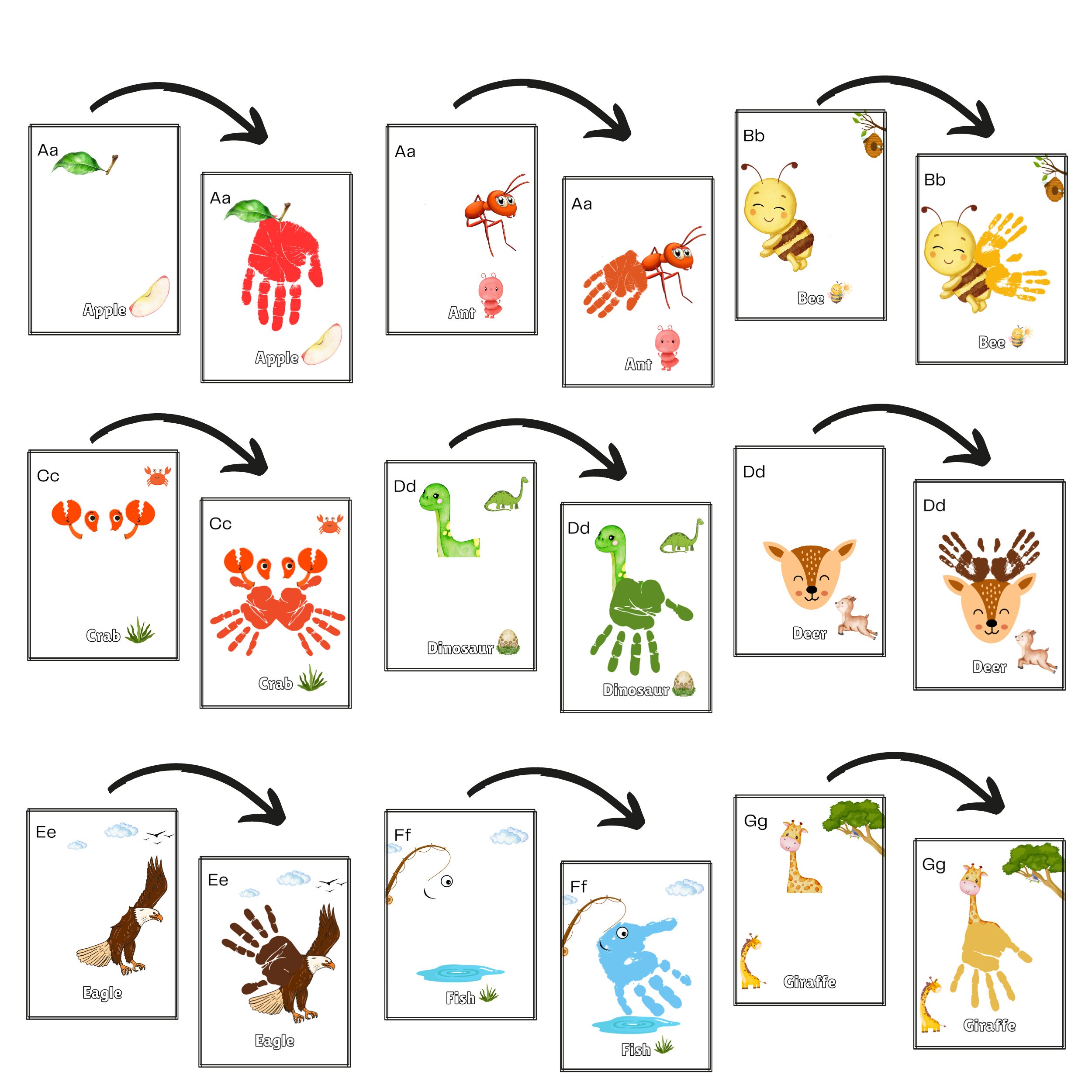 Alphabet Handprint Footprint Art: A-Z Phonics Activity (PDF) - Etsy