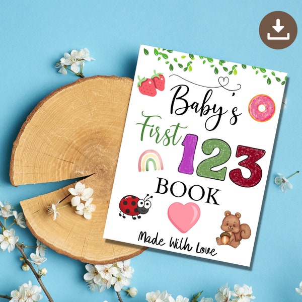 Babys erste 123 Zahlen Malvorlagen, Baby Shower Spiel, Boho Sunshine Baby Shower, Personalisiertes Benutzerdefiniertes Aktivitätsbuch