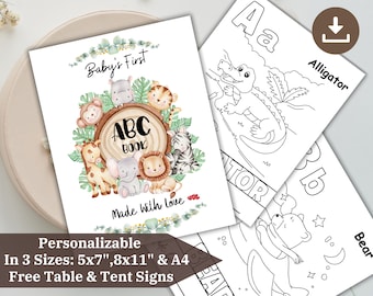 Woodland Animals ABC Coloring Book: Baby Shower Activity (Digital Download)