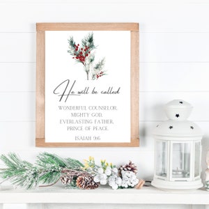 Christmas Bible Verse Wall Art Isaiah 9:6 Print  Christmas Scripture Print Bible Verse Wall Art He Will Be Called Christmas Quote Print