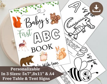 Waldland ABC-Buch: Baby-Dusche Malseiten (Printable)