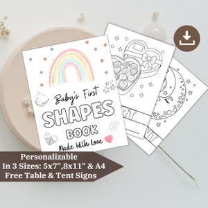 Baby's First Shapes Coloring Book,  Instant download Shapes Book, Memorable Baby Shower Activity,  Digital Coloring Activity for Baby Shower
