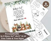 Woodland Baby Shower Guest Book: ABC Alphabet Coloring Book (Digital Download)