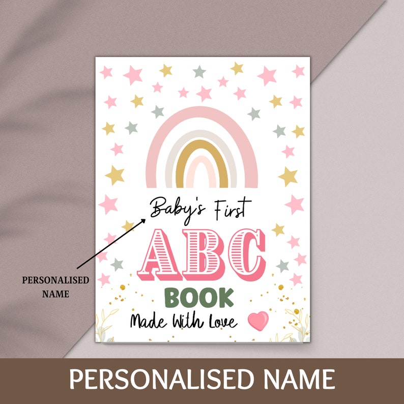 ABC Book Baby Shower Game Alphabet Coloring Flashcards Etsy