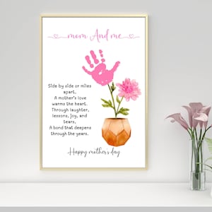 Muttertag Handabdruck Handwerk bedruckbar, Muttertagsgedicht, Geschenk von Kinder oder Enkelkinder, Mutter oder Oma Geburtstag, Erinnerungsstück, Blumenkunst