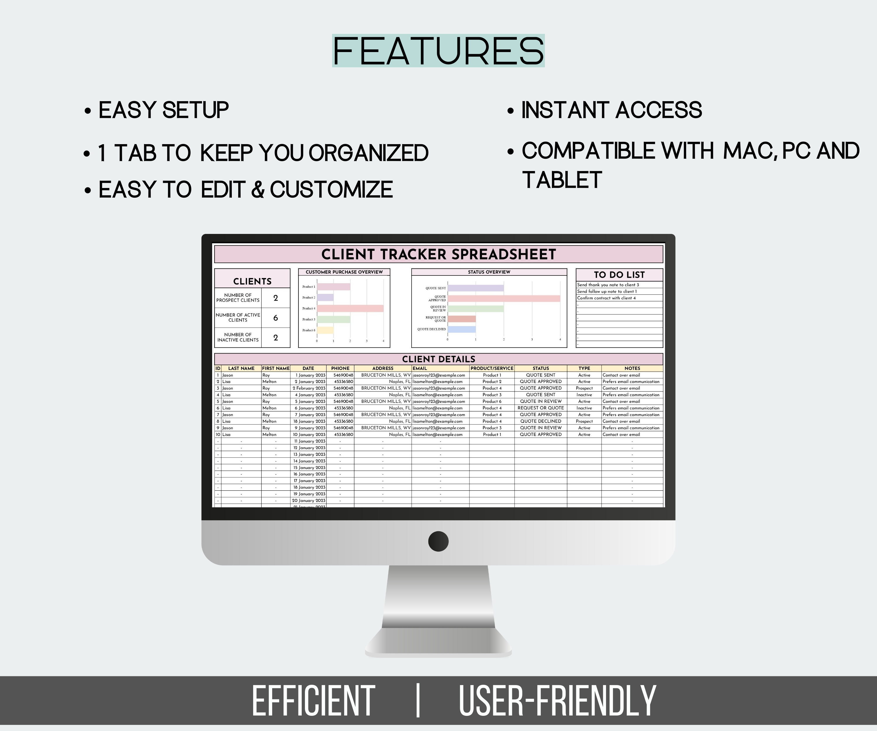 Client Tracker Spreadsheet for Google Sheets, Client Management ...