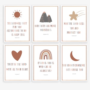 Christian Boho Nursery Prints: Bible Verse Wall Art Set (Digital Download)