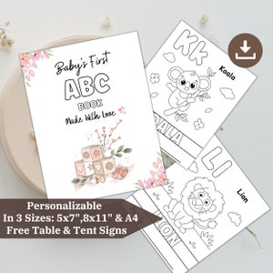 ABC Coloring Pages | Girl Baby Shower | ABC Book Baby Shower | Baby Shower Activity | Baby’s First Alphabet Book | Baby Printable PDF