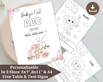ABC Coloring Pages: Baby Shower Activity & First Alphabet Book (PDF)