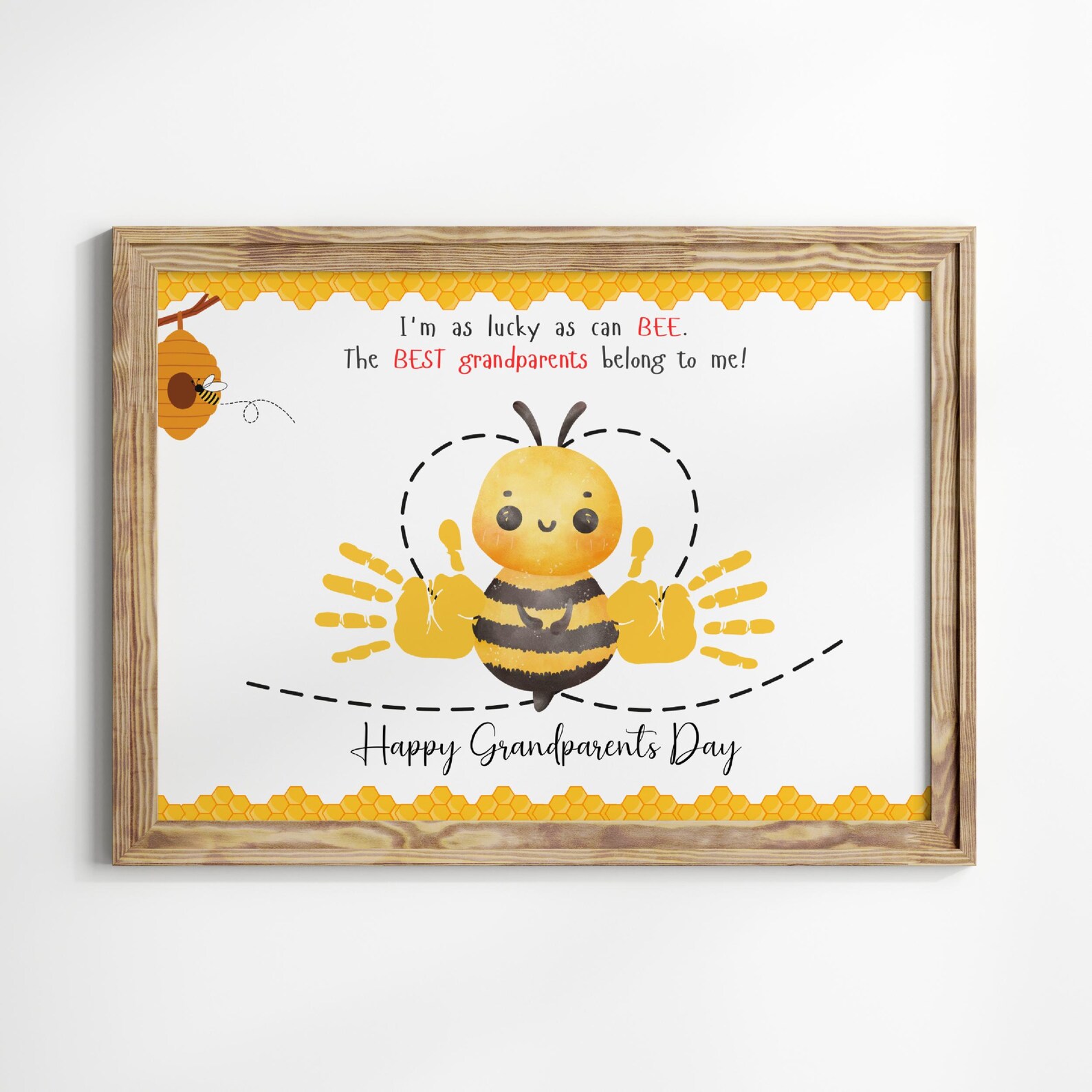 Bee Grandparents Day Personalized Card, Handprint Footprint Art ...