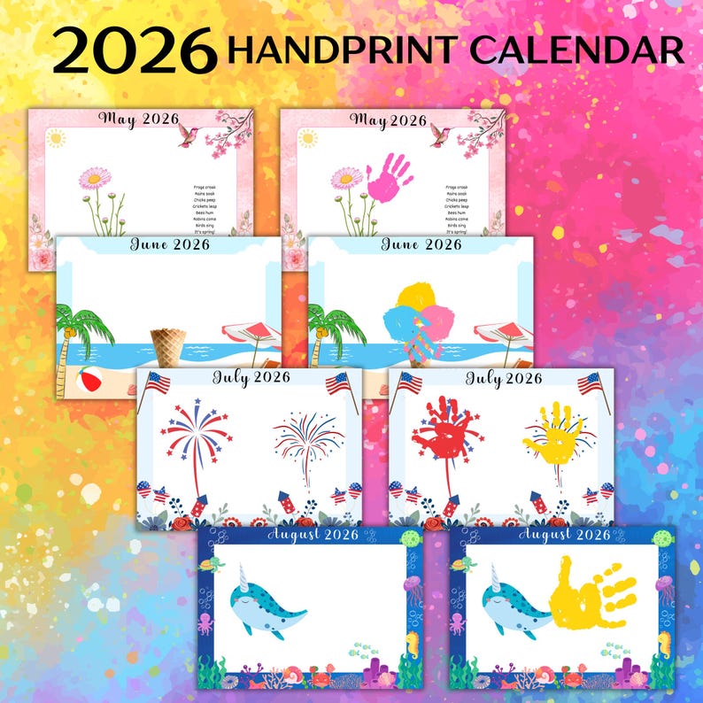 2026 Handprint Calendar Craft: DIY Kids Memory Keepsake (printable PDF ...