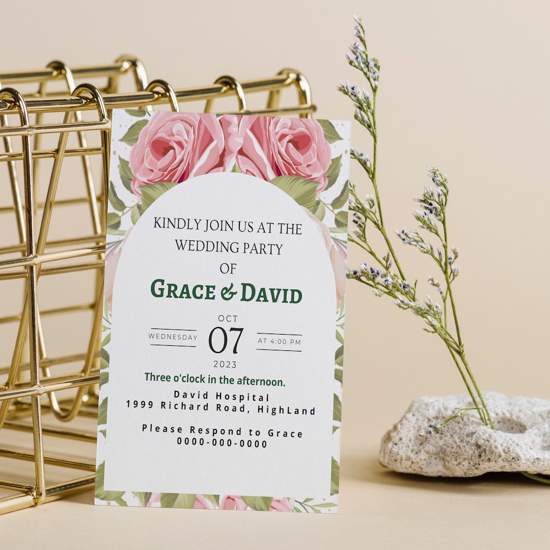 Wedding Invitation Canva Template, Canva Wedding Invitation Template