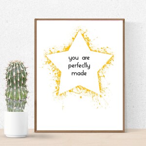 you are perfectly made, Motivational Quote, quote wall art, inspirational quotes, Living Room Wall Art, Motivation, positive quote, word art