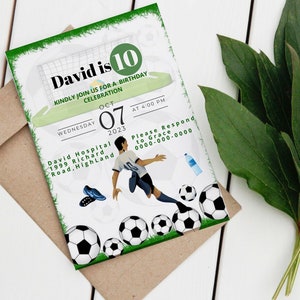 Soccer Birthday Invitation, Editable Boys Printable Invite, Sports Party Digital Download, Football Theme Template, Game Day Pitch Party