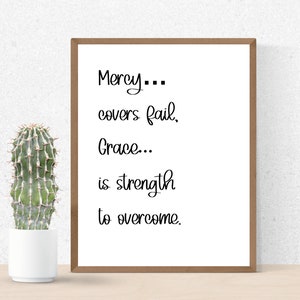 Misericórdia e graça, citações motivacionais, arte de parede com citações, citações inspiradoras, arte de parede de sala de estar, motivação, citações positivas, arte de palavras