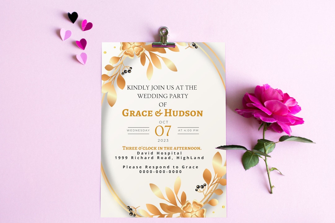 Wedding Invitation Canva Template, Canva Wedding Invitation Template