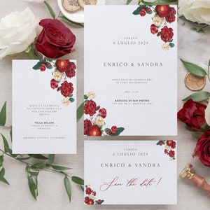 Partecipazioni matrimonio peonie rosse