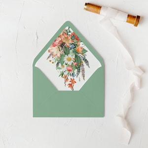 Olive Green Envelopes with Personalized Lining