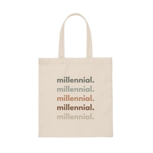 Millennial Tote Bag, Canvas Tote Bag, Tote Bag, Totes, Natural Color, Bag, Purse