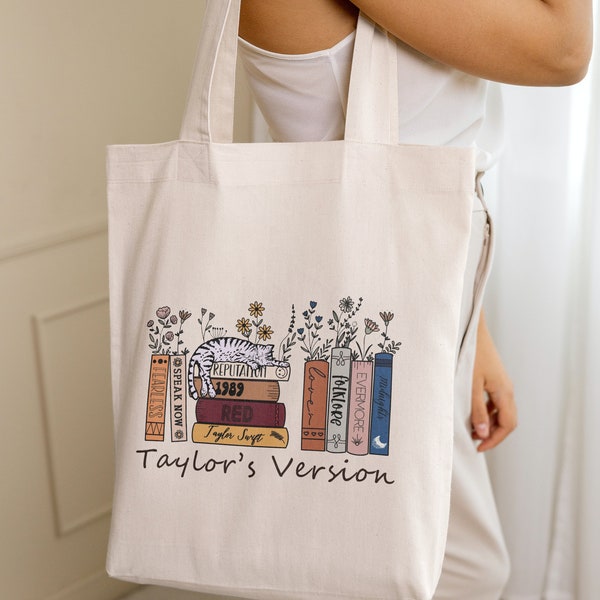 Taylor's Version Taylor Swift 1989 Midnight Cat Book Cotton Canvas Tote Bag