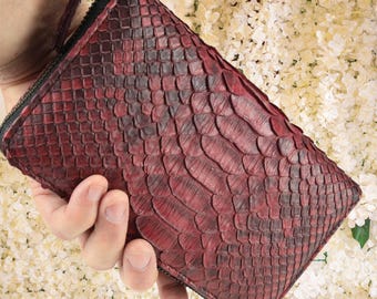 Portafoglio con cerniera in pelle di serpente LFM Fashion per donna