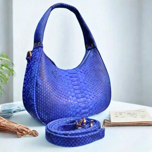 Python Snakeskin Tote Bag, Moon Leather Tote, Snakeskin Handbag, Women's Purse, Fashion Leather Bag, Unique Shoulder Bag - 5