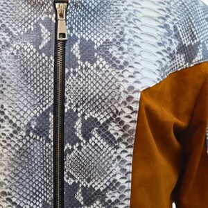Men’s Genuine Python Snakeskin & Suede Leather Jacket: Exotic Real Python Skin Outerwear