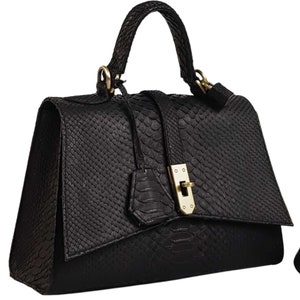 Handmade Triangle Flap Python Bag, Snakeskin Designer Handbag, Women's Handbag, Gift For Her