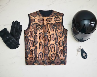 Genuine Python Snakeskin Leather Vest for Men: Handmade Exotic Outerwear