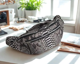 Python Snakeskin Men's Waist Cross Bag