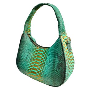 Python Snakeskin Tote Bag, Moon Leather Tote, Snakeskin Handbag, Women's Purse, Fashion Leather Bag, Unique Shoulder Bag - 9