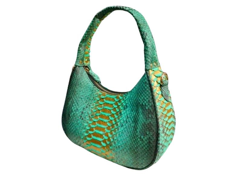 Python Snakeskin Tote Bag, Moon Leather Tote, Snakeskin Handbag, Women's Purse, Fashion Leather Bag, Unique Shoulder Bag - 9
