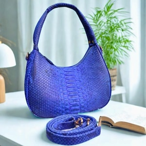 Python Snakeskin Tote Bag, Moon Leather Tote, Snakeskin Handbag, Women's Purse, Fashion Leather Bag, Unique Shoulder Bag - 7