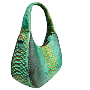 Python Snakeskin Tote Bag, Moon Leather Tote, Snakeskin Handbag, Women's Purse, Fashion Leather Bag, Unique Shoulder Bag - 8