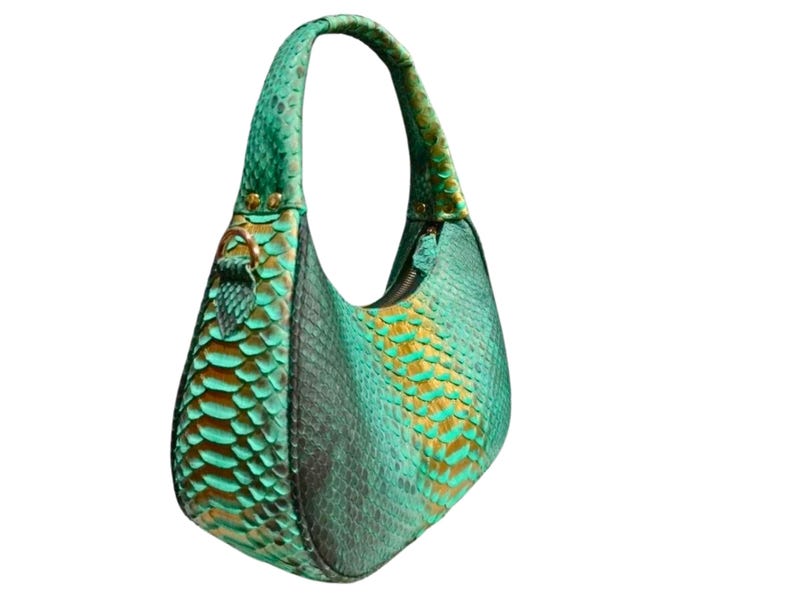 Python Snakeskin Tote Bag, Moon Leather Tote, Snakeskin Handbag, Women's Purse, Fashion Leather Bag, Unique Shoulder Bag - 8