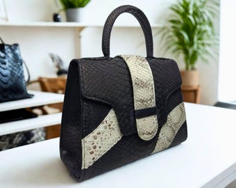 LFMファッションパイソンスネークスキンレザーハンドバッグ