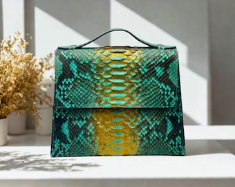 Borsa a mano in pelle di serpente di design - Tracolla in pelle - Amanti delle borse da donna