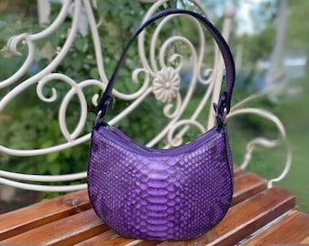 Echte Python Schlangenhaut Mond Umhängetasche