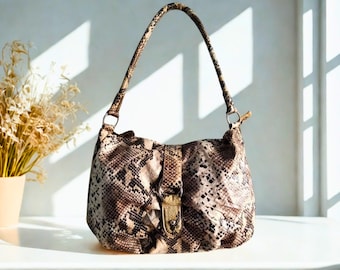 Borsa a tracolla in vera pelle di serpente / Borsa a mano in pelle per uso quotidiano