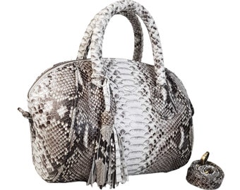 Handcrafted Python Handbag: Exotic Snake Skin Top Handle Tote