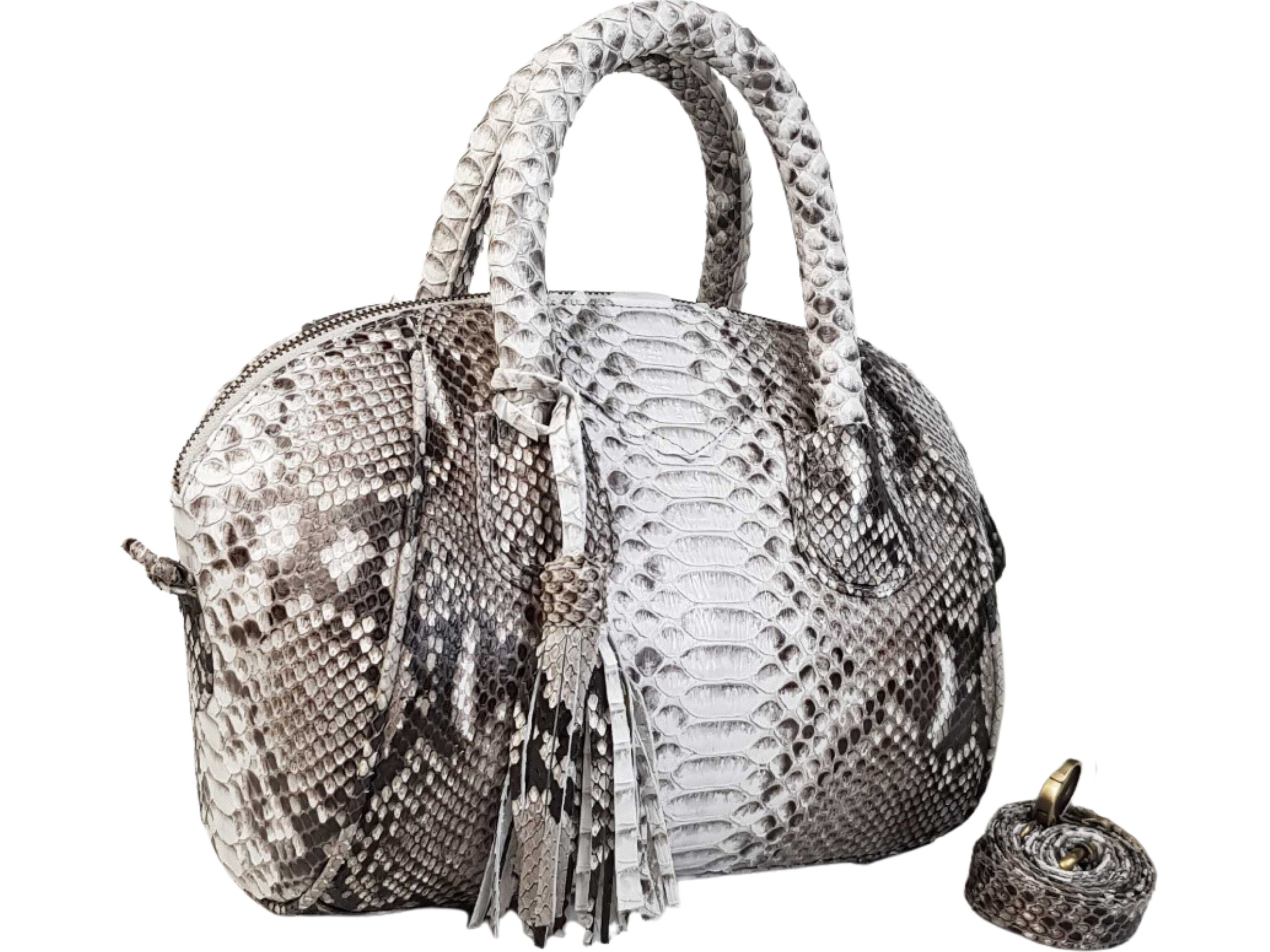 Sylvie Snake Print Half-Moon Top Handle Bag - Yellowish  Handbag for Women Snake Print Trimmed Satchel Top Handle Satchel Shoulder Bag main image 2
