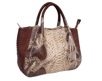 Borsa a mano in pelle di serpente, borsa in pitone, borse a tracolla da donna, regalo per lei