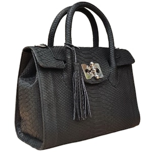 Bolso de piel de serpiente pitón, bolso de moda, regalo de cumpleaños, regalo para mamá, bolso de hombro